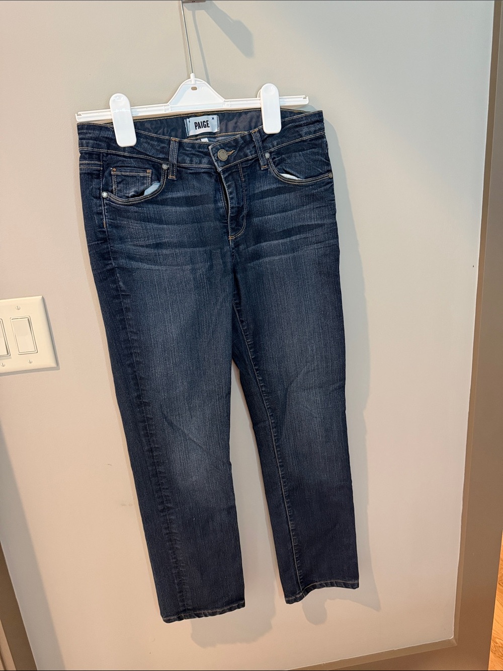 PAIGE Straight Leg Jeans in Dark Indigo